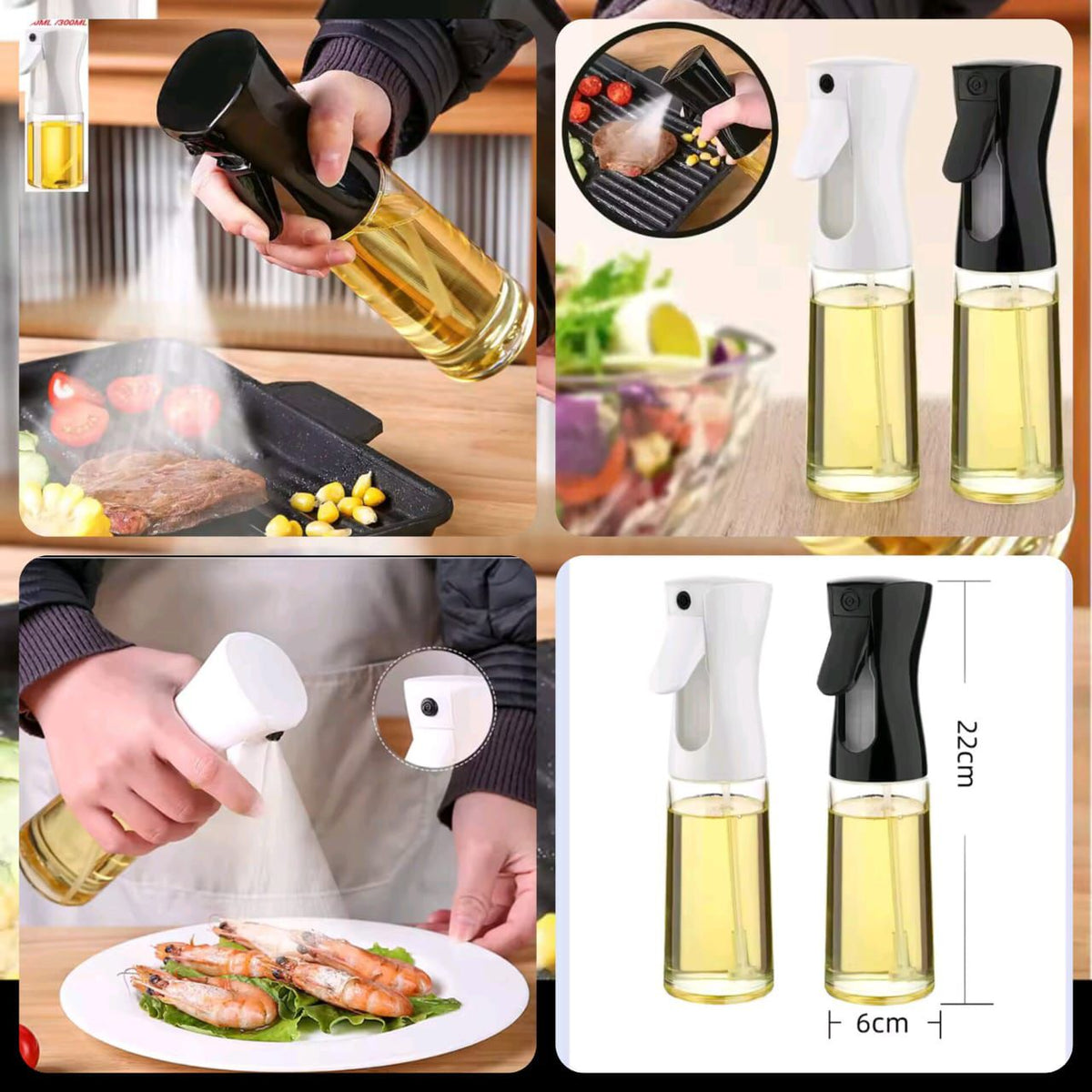 Spray Edible Oil Bottle 300ml – Kitchen Mister & Cooking Dispenser